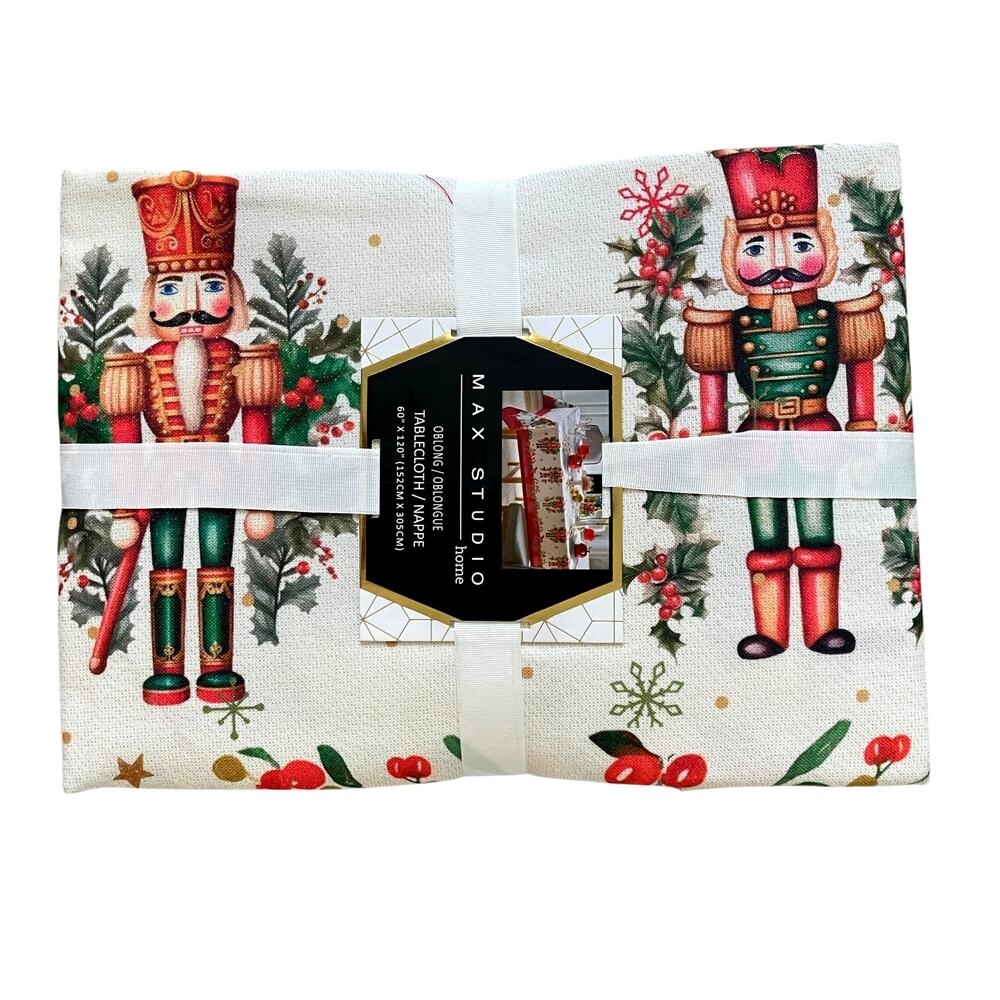 Max Studio Christmas Nutcracker 60x120 Holiday Tablecloth New
